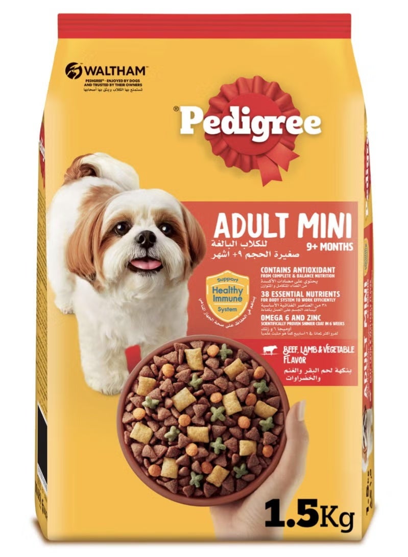 Pedigree Small Breed Beef Lamb And Vegetables Dry Dog Food Adult 1.5kg - Image 1